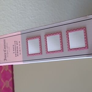 Juicy Couture 3 Pack Decorative Mirror Set Pink with Gold JC Crown Accents